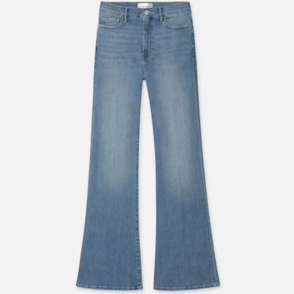 FRAME Le Easy Flare Light Wash High Rise Stretch Jeans Size 33 - Picture 2 of 11